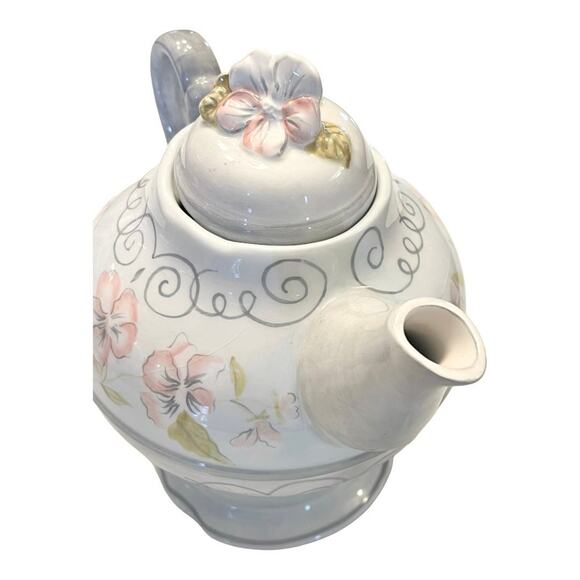 Tracy Porter Georgette TEA FOR ONE Ceramic Cup + Teapot & Lid Pink Gray + Tag - Picture 6 of 10